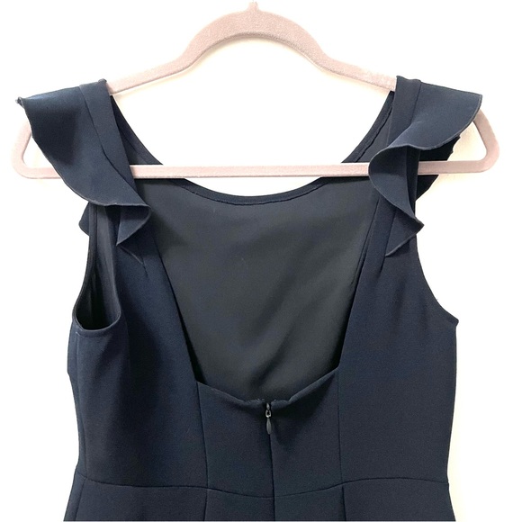 Club Monaco Women's  Blue Navy  Ruffled Sleeveless Lined Stretch Sz 4 - Picture 6 of 16